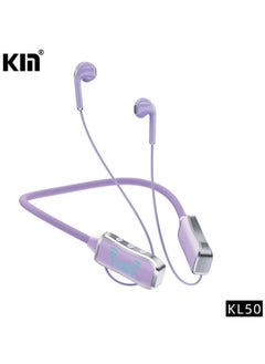 KIN KL50 Bluetooth Neckband Earphones – 48H Playtime, LED Display, TF Card Slot, Multi-Functional Button Control – Purple Wireless Earbuds for Music, Calls & Sports  - Image 1