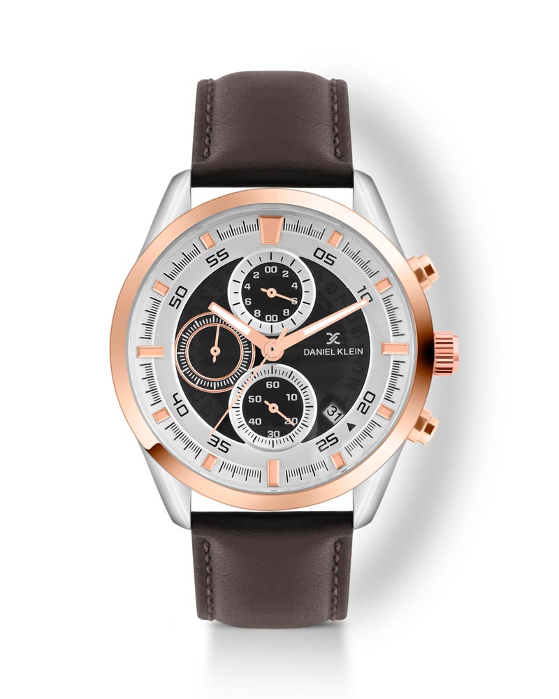 Daniel Klein Silver Dial with Leather Strap Watch for Men - DK.1.14291-1 - Image 5