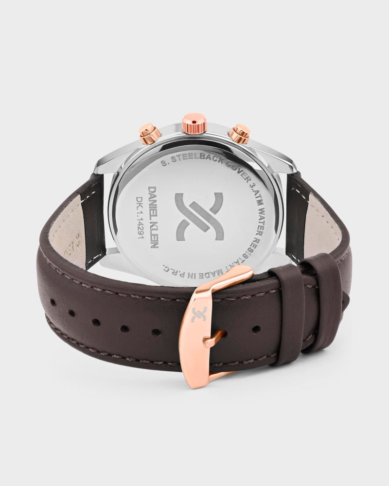Daniel Klein Silver Dial with Leather Strap Watch for Men - DK.1.14291-1 - Image 4