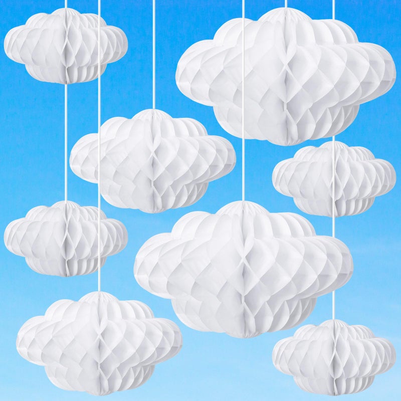 Affrolling 20 Pcs 3D Cloud Decorations Hanging Honeycomb Decor Artificial Cloud Ornaments for Ceiling Art Wedding Birthday Nursery Room Baby Shower Party Decorations (Large,Classical Style) - Image 1