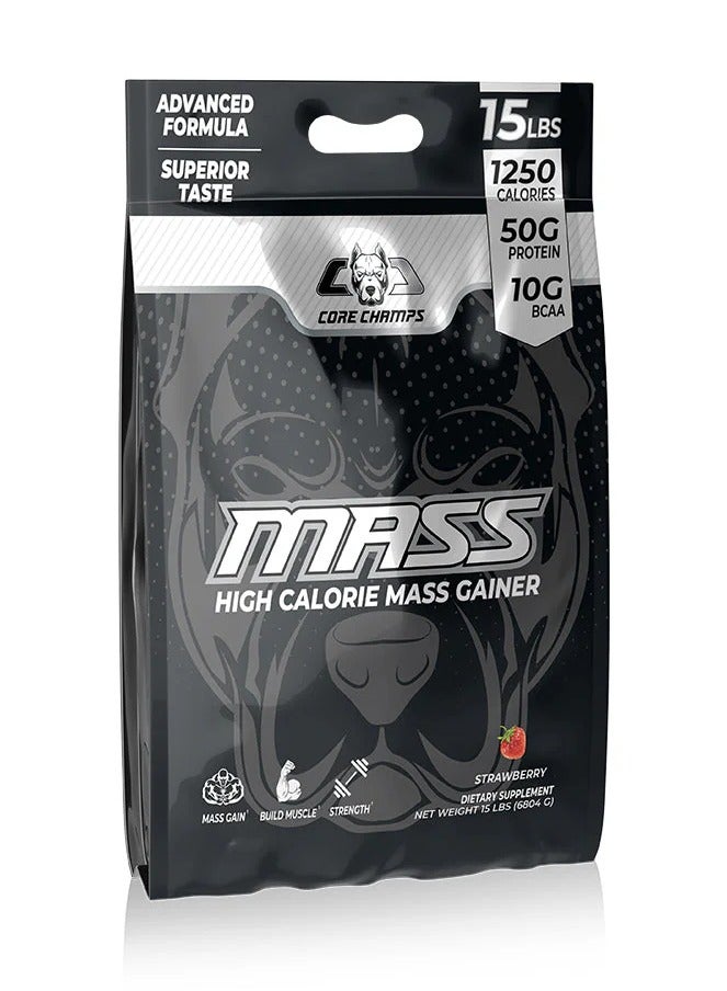 كور تشامبس Core Champs MASS مُحسّن كتلة عضلية عالي السعرات الحرارية 15 رطلاً (فراولة) - Image 1