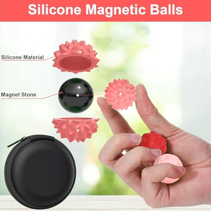 BUSOHA Silicone Fidget Balls - 4 Pack Silicone Stress Relief Balls Stone for Adults Sensory Travel Toys for Calming,Stress,Autism and ADHD,Gifts for Adults Teens ,Red - Image 3