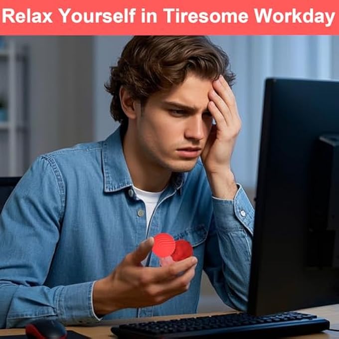 BUSOHA Silicone Fidget Balls - 4 Pack Silicone Stress Relief Balls Stone for Adults Sensory Travel Toys for Calming,Stress,Autism and ADHD,Gifts for Adults Teens ,Red - Image 4