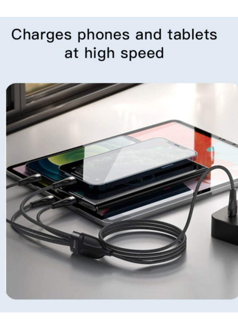 Yesido CA110 4 in 1 Charging Data Cable | Type-C to 2 TC + 2 IP Mobile Phone Charging Cable - Image 3