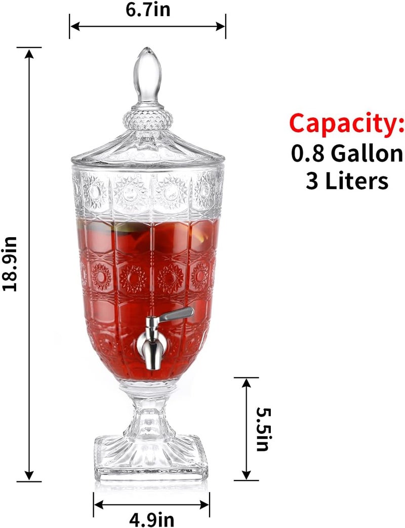 Fitto 5 Liters Glass Beverage Dispenser with Stainless Steel Spigot - Large Capacity Drink Dispenser for Parties, Events, and Outdoor Use - Elegant Glass Jar with Leakproof Design - Image 2
