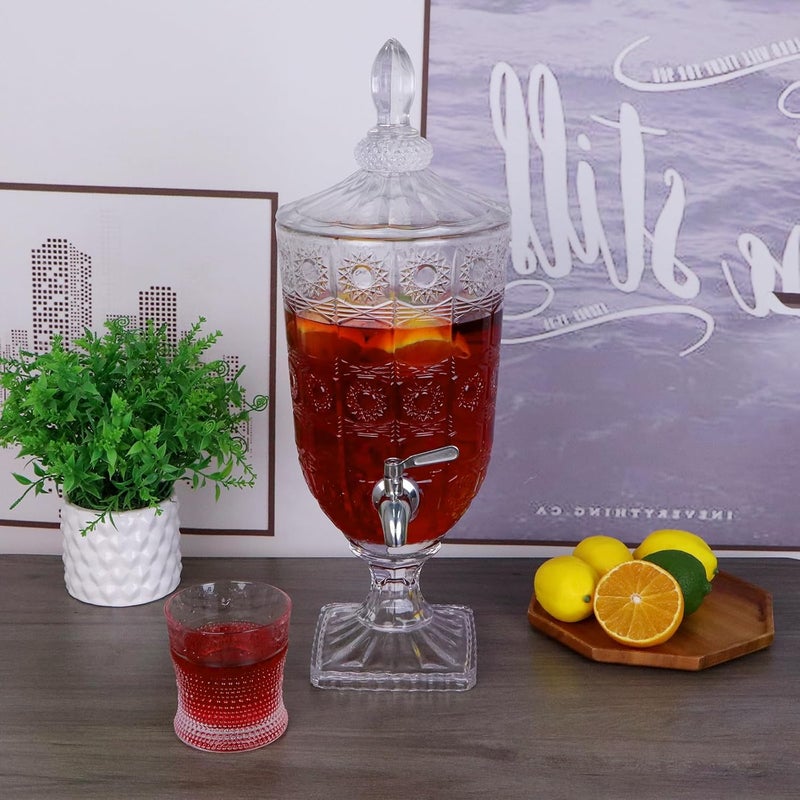 Fitto 5 Liters Glass Beverage Dispenser with Stainless Steel Spigot - Large Capacity Drink Dispenser for Parties, Events, and Outdoor Use - Elegant Glass Jar with Leakproof Design - Image 4