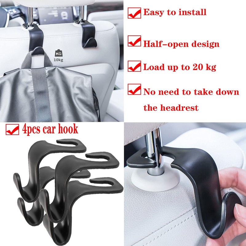 Miotorio 3-Layer Car Mesh Organizer, Black, Polyester, Hook, Car - Image 3