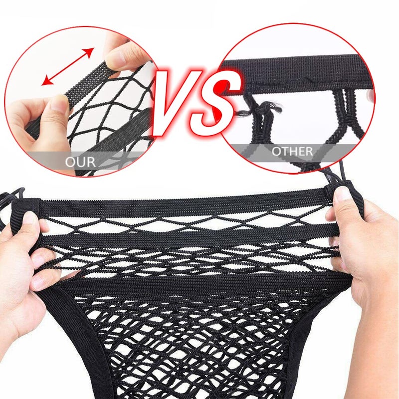 Miotorio 3-Layer Car Mesh Organizer, Black, Polyester, Hook, Car - Image 2