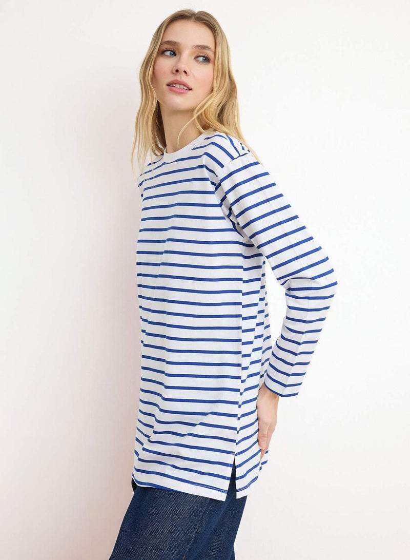 trendyol Blue Striped Knitted Tunic - Image 3