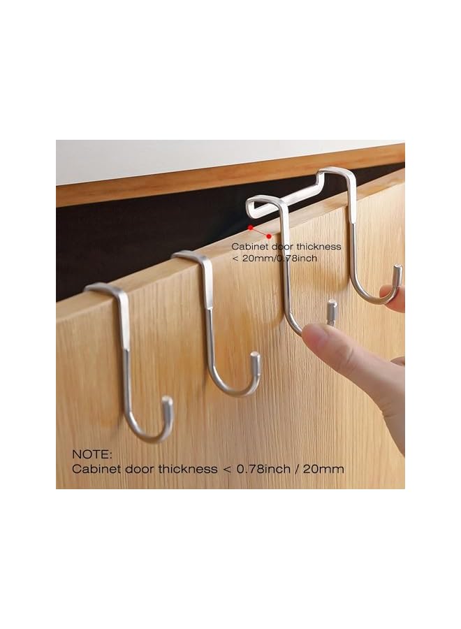 promass Over the Door Hooks, 6 Pcs Double S Shaped Hooks, Cabinet Door Drawer Hanger, Stainless Steel Heavy Duty Hook for Bathroom Bedroom Closet Wardrobe Door Kitchen, Hanging Clothes Bags Towels - Image 3