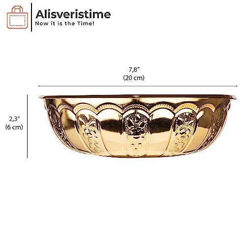 Alisveristime 1.06 Qt Turkish Hammam Bath Bowl, Traditional Metal Construction, Diameter 7.87", Height 2.36" - Multiple Colors Available (Gold) - Image 3