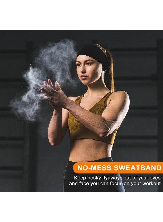 RITOPER Black Workout Yoga Headbands For Women6 Pack Wide Elastic Thick Headbands For Running Athletic Non Slip Stretchy Sweat Head Bands Hair Bands (Solid Headbands) - Image 5