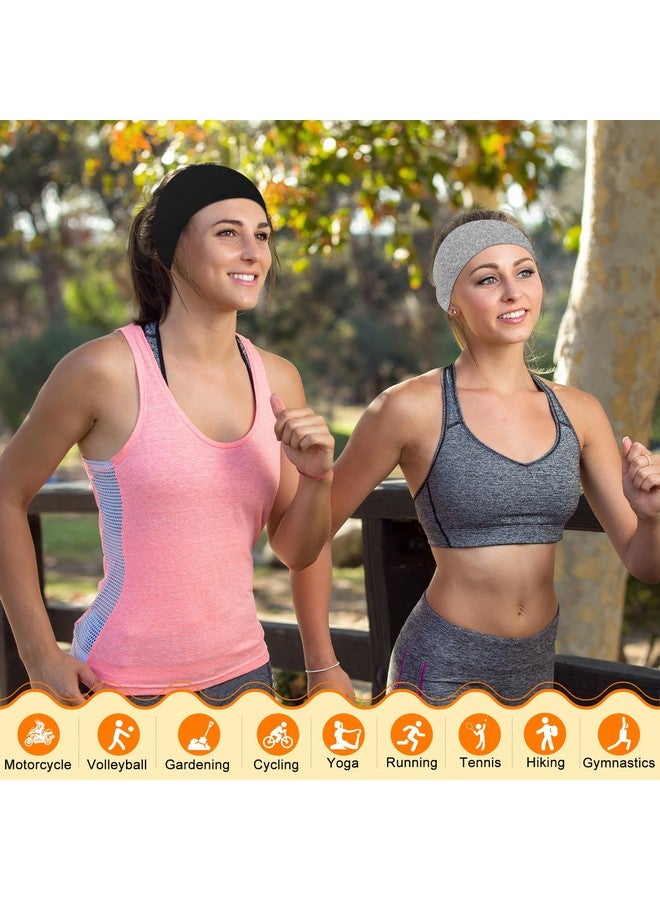 RITOPER Black Workout Yoga Headbands For Women6 Pack Wide Elastic Thick Headbands For Running Athletic Non Slip Stretchy Sweat Head Bands Hair Bands (Solid Headbands) - Image 2