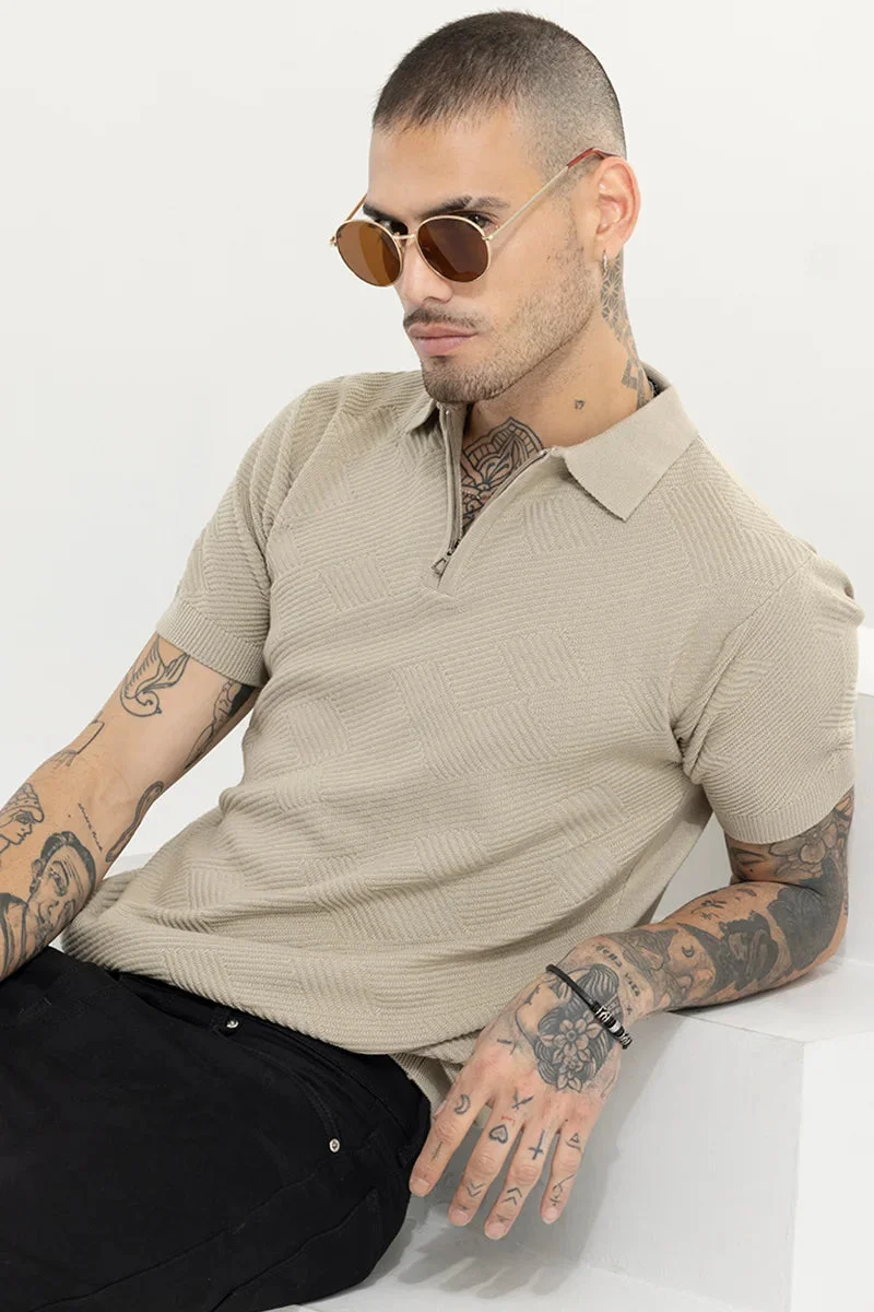SNITCH Crochet Beige Polo T-Shirt