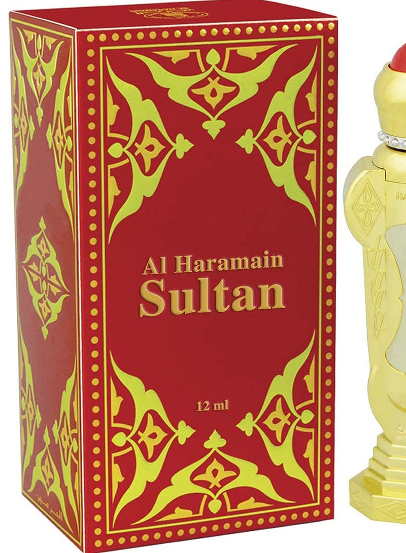 الحرمين عطر الحرمين سلطان زيت عطري 12 مل | عطر مركز خالٍ من الكحول للجنسين | رائحة تدوم طويلاً - Image 1