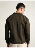 Beyoung Brown Solid Multipocket Shacket