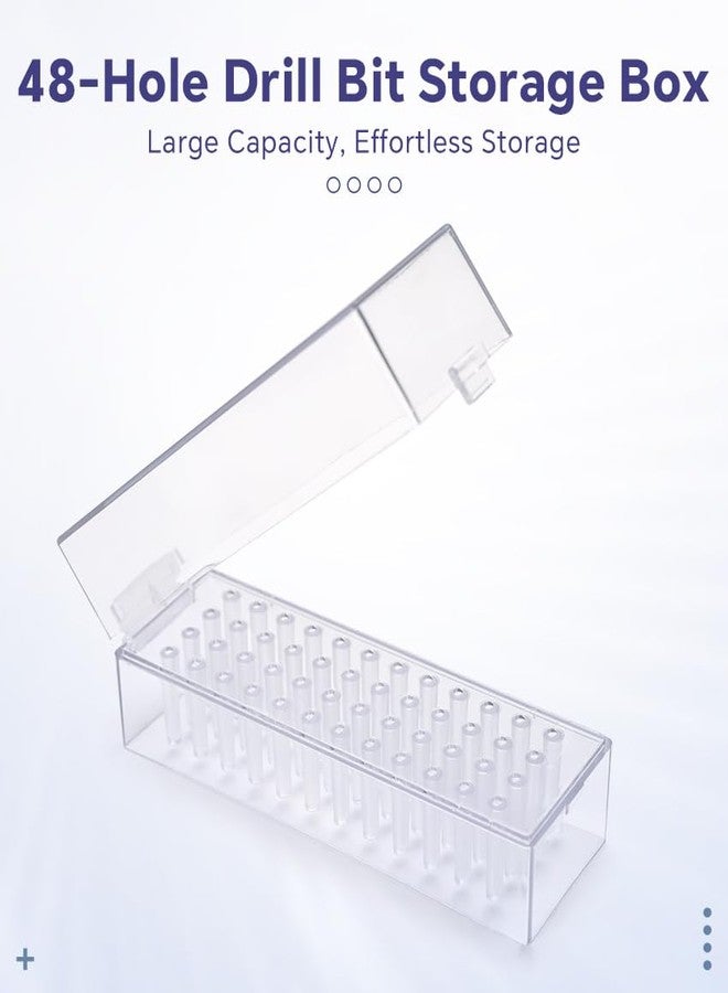 Rolabling 48 Holes Clear Acrylic Nail Drill Bit Holder Manicure Organizer for Nail Drill Bits Portable & Dustproof Storage Case with Lid Fits All Types of Nail Grinding Heads (Not Inlcude Drill Bits) - Image 2