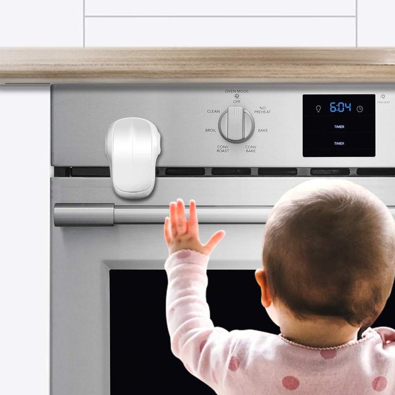 EUDEMON Child Safety HeatResistant Oven Door Lock Oven Front Lock for Kids Easy to Install Use AdhesiveNo Screws or Drill 1 PackWhiteONLY for Flat Surface