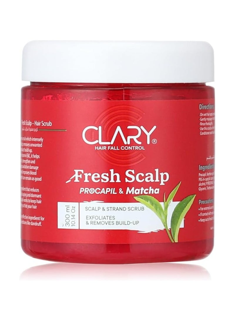 كلاري مقشر فروة الرأس المنعش من كلاري - مع بروكابيل وماتشا - 300 مل - علاج لفروة الرأس وتقشيرها والتحكم في تساقط الشعر - Image 1