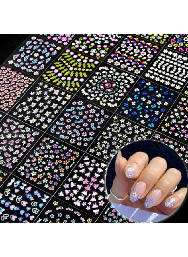 Mdscve 30 Sheets Flower Nail Art Stickers Decals SelfAdhesive Nail Decals Multicolor Floral Designs Nail Supplies Cute Heart Nail Decoration Spring Daisy Nails Accessories for Women - Image 3