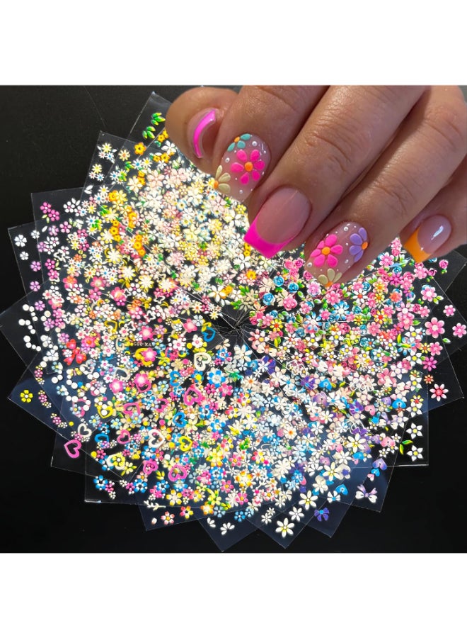 Mdscve 30 Sheets Flower Nail Art Stickers Decals SelfAdhesive Nail Decals Multicolor Floral Designs Nail Supplies Cute Heart Nail Decoration Spring Daisy Nails Accessories for Women - Image 2