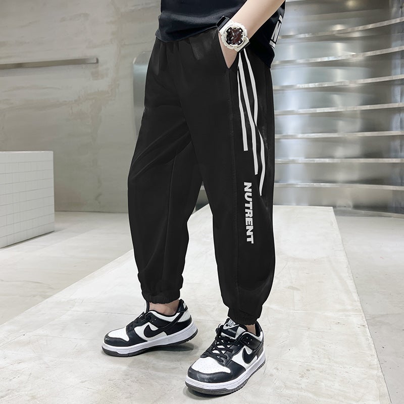 Summer Thin Children'S Boys Ice Silk Pants Quick-Drying Sports Trousers Summer Anti-Mosquito Pants - Image 1
