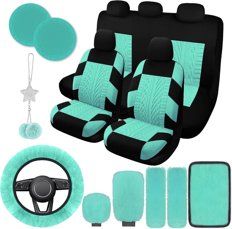 JINGSEN 17-Piece Car Seat Cover Set in Mint Green - Image 1