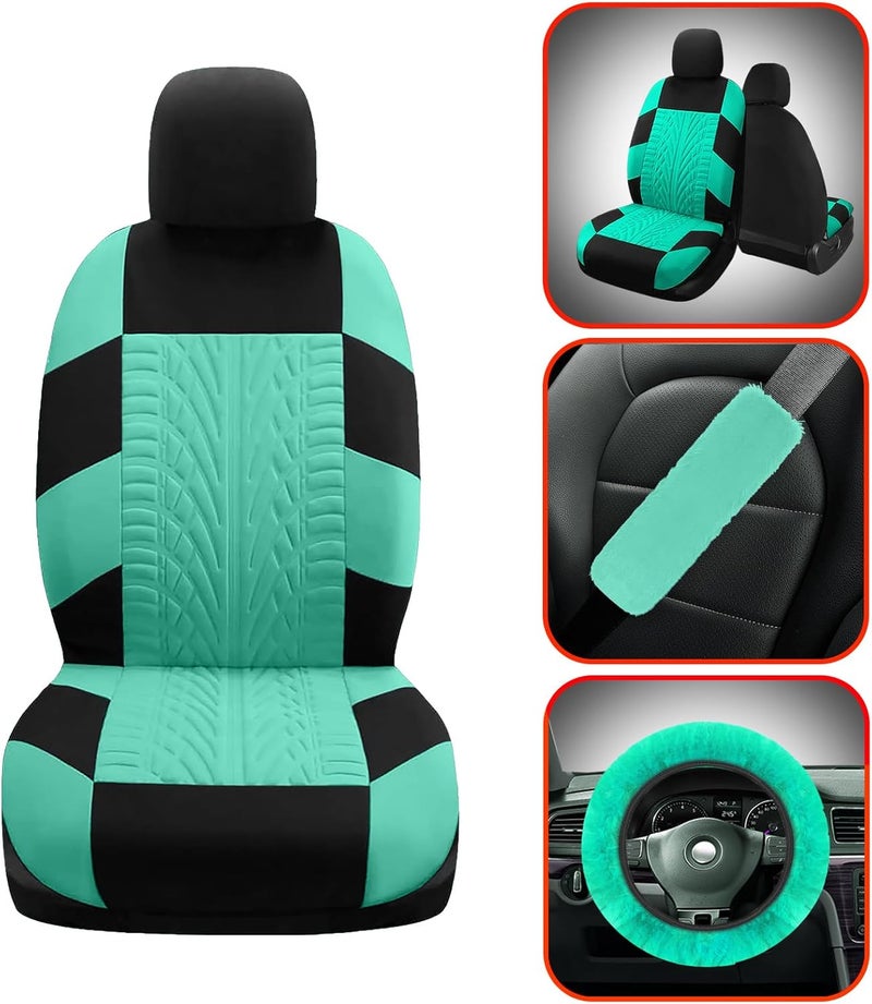 JINGSEN 17-Piece Car Seat Cover Set in Mint Green - Image 3