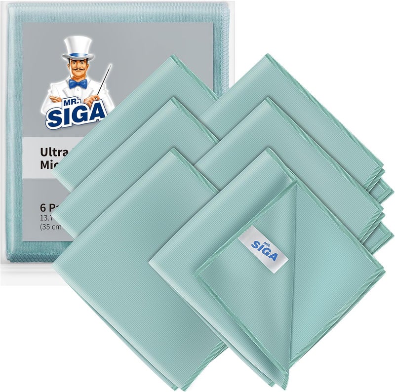 Mr Siga MR.SIGA Ultra Fine Microfiber Cloths for Glass, Pack of 6, 35 x 40 cm - Image 1
