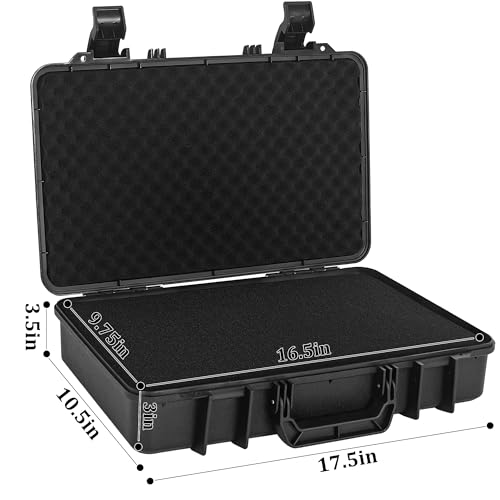 TORIBIO 17.5 inch HardShell Carrying Case,Water-resistant & Storage Box with Customizable Foam,Portable Protective Box for Microphone,Recorder,Electronics,Tools,Cameras,Equipment and More,17.5" x 10.5" x 3.5" - Image 2