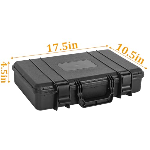 TORIBIO 17.5 inch HardShell Carrying Case,Water-resistant & Storage Box with Customizable Foam,Portable Protective Box for Microphone,Recorder,Electronics,Tools,Cameras,Equipment and More,17.5" x 10.5" x 3.5" - Image 3