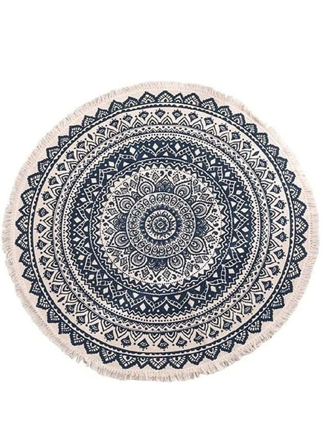 joyzzz - Round Rug Circle Bohemian Washable Hand Woven Cotton Non Slip Indoor Sofa Floor Area Mat for Living Room Children Playroom Compatible Bedroom - Image 1