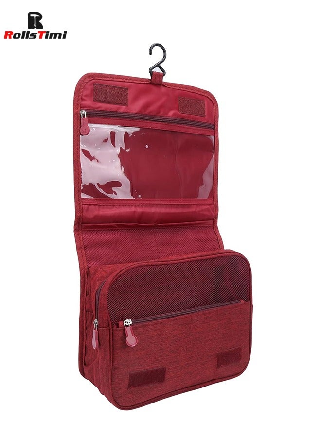 رولستيمي حقيبة أدوات الزينة المحمولة معلقة هوك سعة كبيرة غسل حقيبة للسفر سستة ماكياج المنظم لمستحضرات التجميل وتخزين مستحضرات التجميل مريحة ، أحمر - Image 5