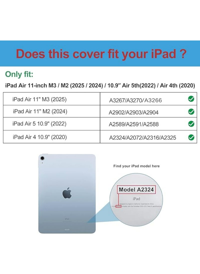 Rock Pow - Case for iPad Air 11 inch M3 2025/Case for iPad Air 11 inch M2 2024 and iPad Air5 10.9 inch 2022/Air4 10.9 inch 2020 Gen with Pencil Holder Clear Transparent Slim Stand Auto Wake/Sleep,Cover for air 5th/air 4th 10.9inch 2022/2020,air 6th/air 7th 11inch 2025/2024 - Image 1