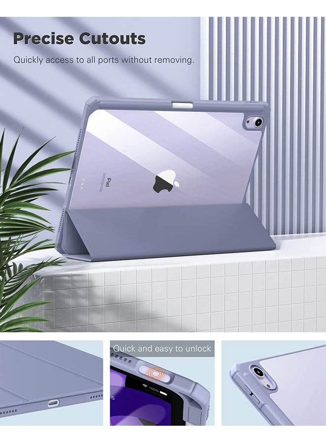Rock Pow - Case for iPad Air 11 inch M3 2025/Case for iPad Air 11 inch M2 2024 and iPad Air5 10.9 inch 2022/Air4 10.9 inch 2020 Gen with Pencil Holder Clear Transparent Slim Stand Auto Wake/Sleep,Cover for air 5th/air 4th 10.9inch 2022/2020,air 6th/air 7th 11inch 2025/2024 - Image 1