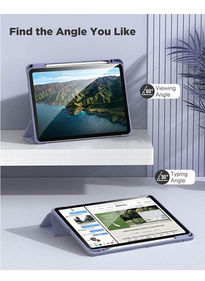 Rock Pow - Case for iPad Air 11 inch M3 2025/Case for iPad Air 11 inch M2 2024 and iPad Air5 10.9 inch 2022/Air4 10.9 inch 2020 Gen with Pencil Holder Clear Transparent Slim Stand Auto Wake/Sleep,Cover for air 5th/air 4th 10.9inch 2022/2020,air 6th/air 7th 11inch 2025/2024 - Image 1