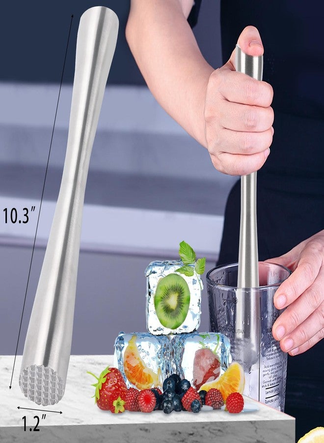 LoveBB 2 Pcs 10" Muddler for Cocktails, 304 Stainless Steel Drink Muddlers Bar Accessories Tools for Old Fashioned Cocktail, Mojito, Fruit Drinks, Lemonade - Image 2