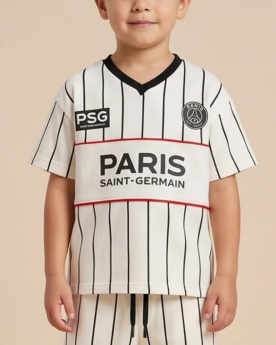 Redtag Boys Cream Football Print T-Shirt And Shorts Set