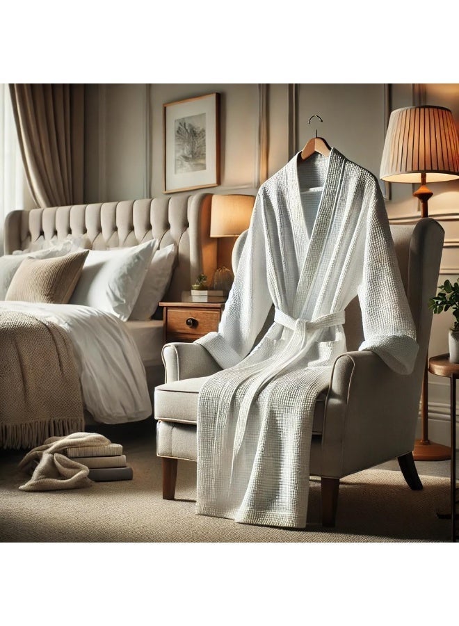 MXM Bathrobe Women & Men Long Size – Lightweight Spa & Hotel Bath Robe with 2 Pockets, 100% Cotton Towel Unisex - Image 5