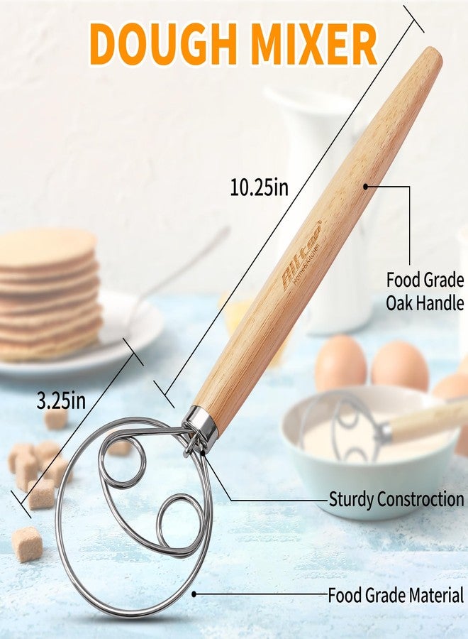 ALL-TOP ALLTOP Danish Dough Whisk - Ultimate Dutch Mixer Hand Utensil with Stainless Steel Dough Hook - Essential Sourdough Stirring Stick for Perfect Bread Making Tool - Image 2