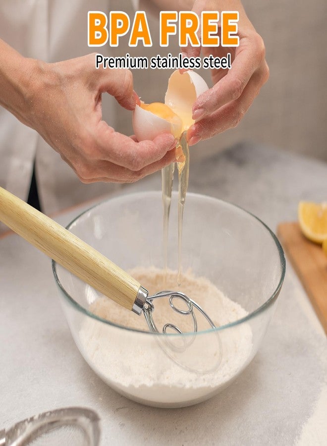 ALL-TOP ALLTOP Danish Dough Whisk - Ultimate Dutch Mixer Hand Utensil with Stainless Steel Dough Hook - Essential Sourdough Stirring Stick for Perfect Bread Making Tool - Image 4