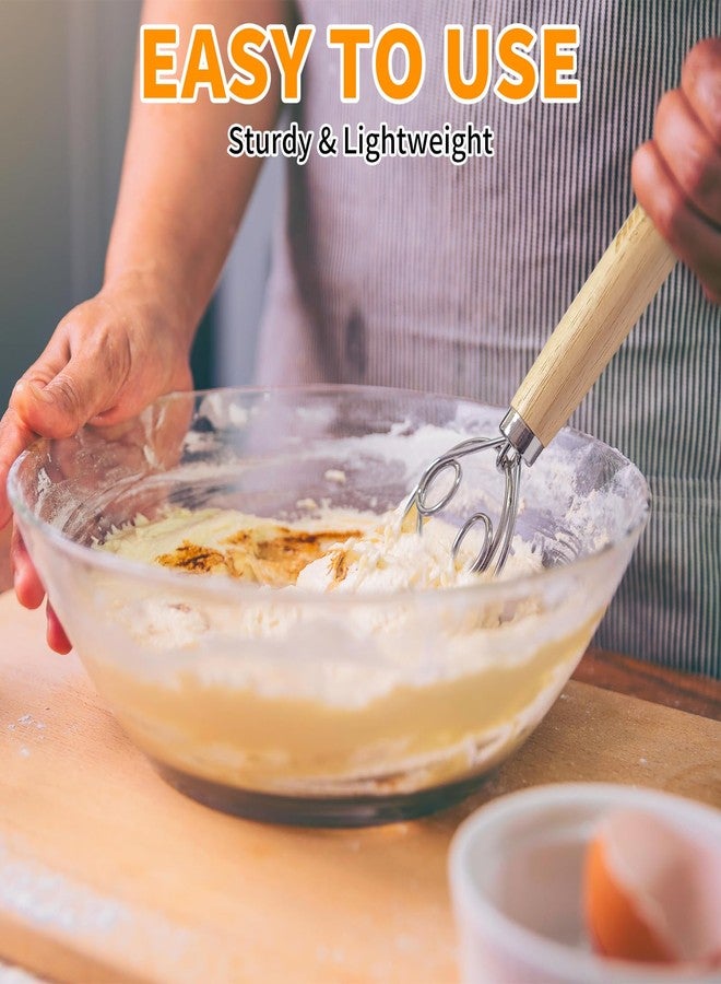 ALL-TOP ALLTOP Danish Dough Whisk - Ultimate Dutch Mixer Hand Utensil with Stainless Steel Dough Hook - Essential Sourdough Stirring Stick for Perfect Bread Making Tool - Image 3