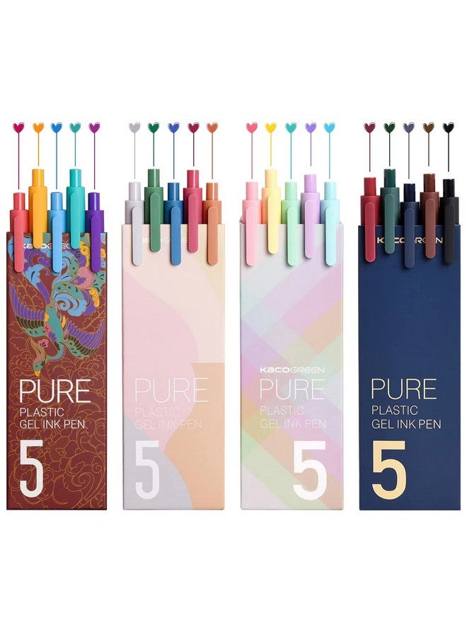 Kaco Gel Pens 20 Assorted Color Ink 0.5Mm Fine Point, Cute Stationery Journaling Note Taking Pens Retractable Office Supplies - Image 1