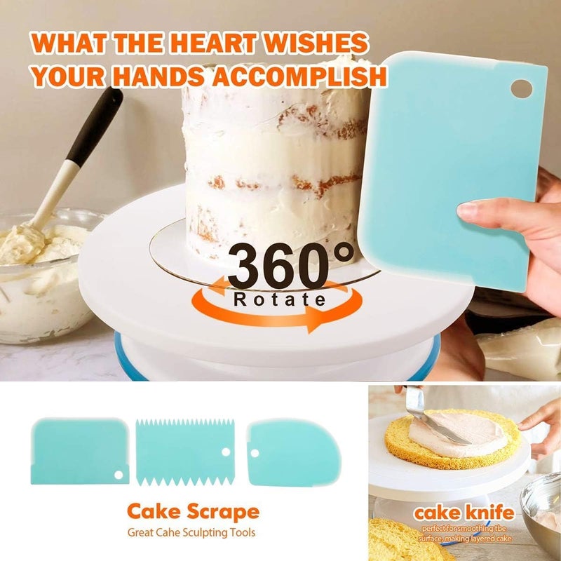 AISARCH 207 Pcs Cake Decorating supplies Kit for Beginners Cake Turntable-100+ Piping Bags-Russian Piping Tips-Icing Spatula Cake Decorating Tools - Image 3