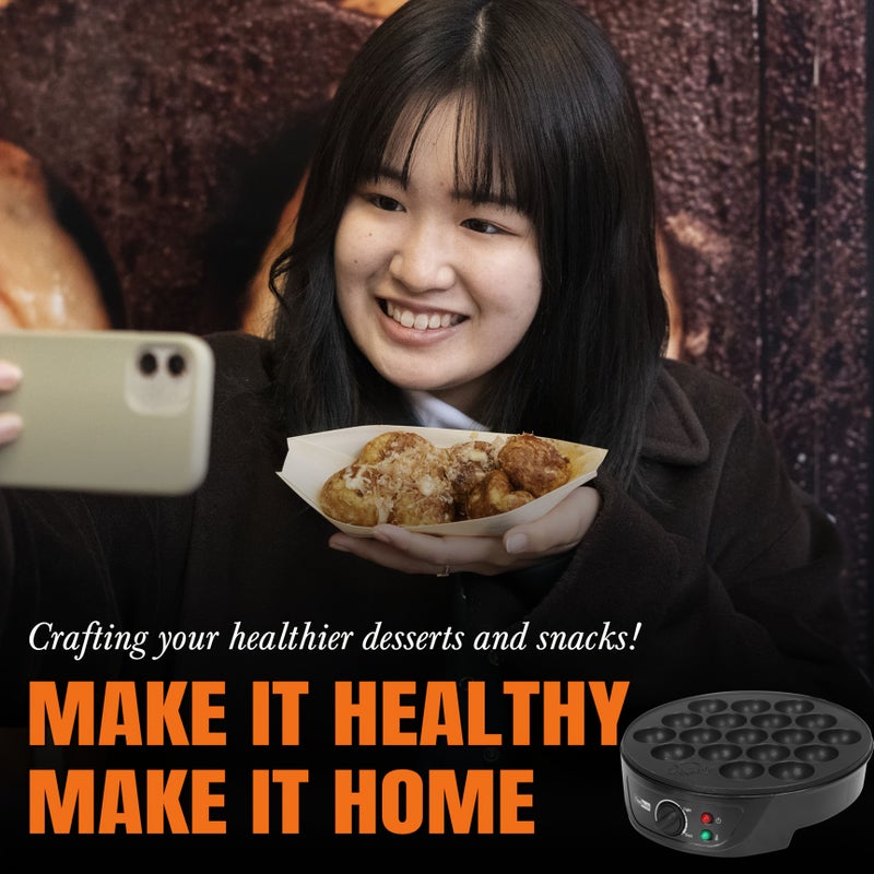 Black 18 Cavity Takoyaki Pan For Japanese Octopus Balls With Recipe - Image 3