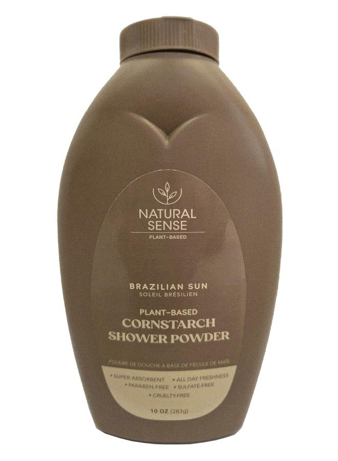 Natural Sense BRAZILIAN SUN Plant-Based Cornstarch Shower Powder, Talc-Free, Super Absorbent, All Day Freshness, 10 oz