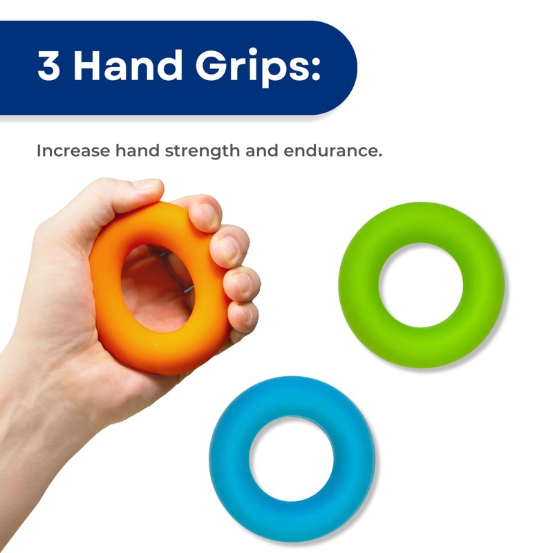 RMS Hand Grip Strengthener, Finger Exerciser, Grip Strength Trainer 6 Pieces Kit for Finger, Wrist, Carpal Tunnel, Arthritis Pain Relief. Stress Relief - Occupational Equipment for Disabled - Image 2