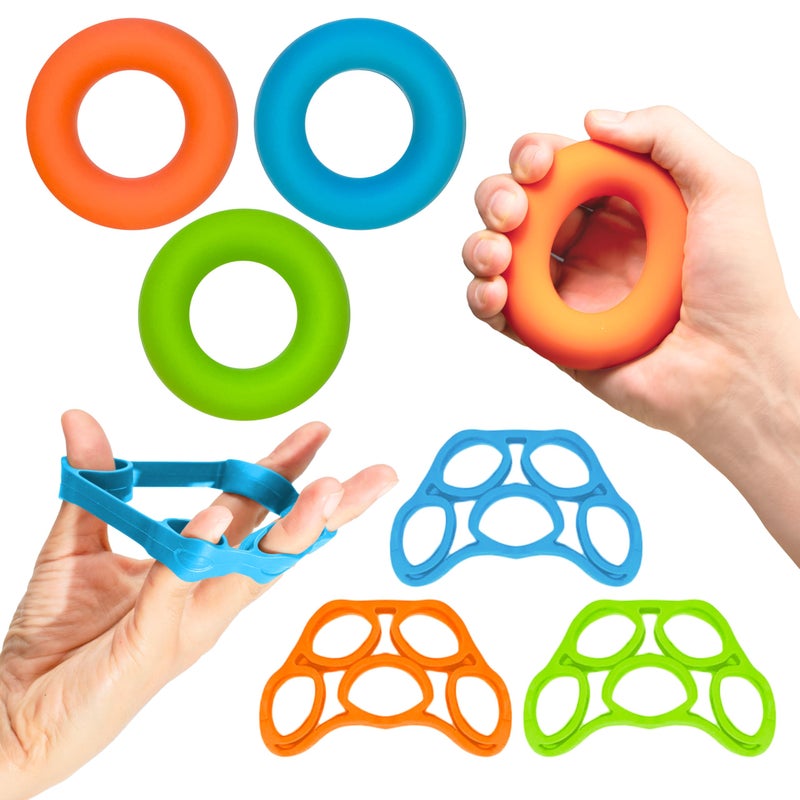 RMS Hand Grip Strengthener, Finger Exerciser, Grip Strength Trainer 6 Pieces Kit for Finger, Wrist, Carpal Tunnel, Arthritis Pain Relief. Stress Relief - Occupational Equipment for Disabled - Image 1