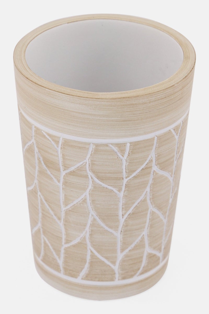 AMG Ceramic Textured Tooth Brush Tumbler, Beige - Image 2