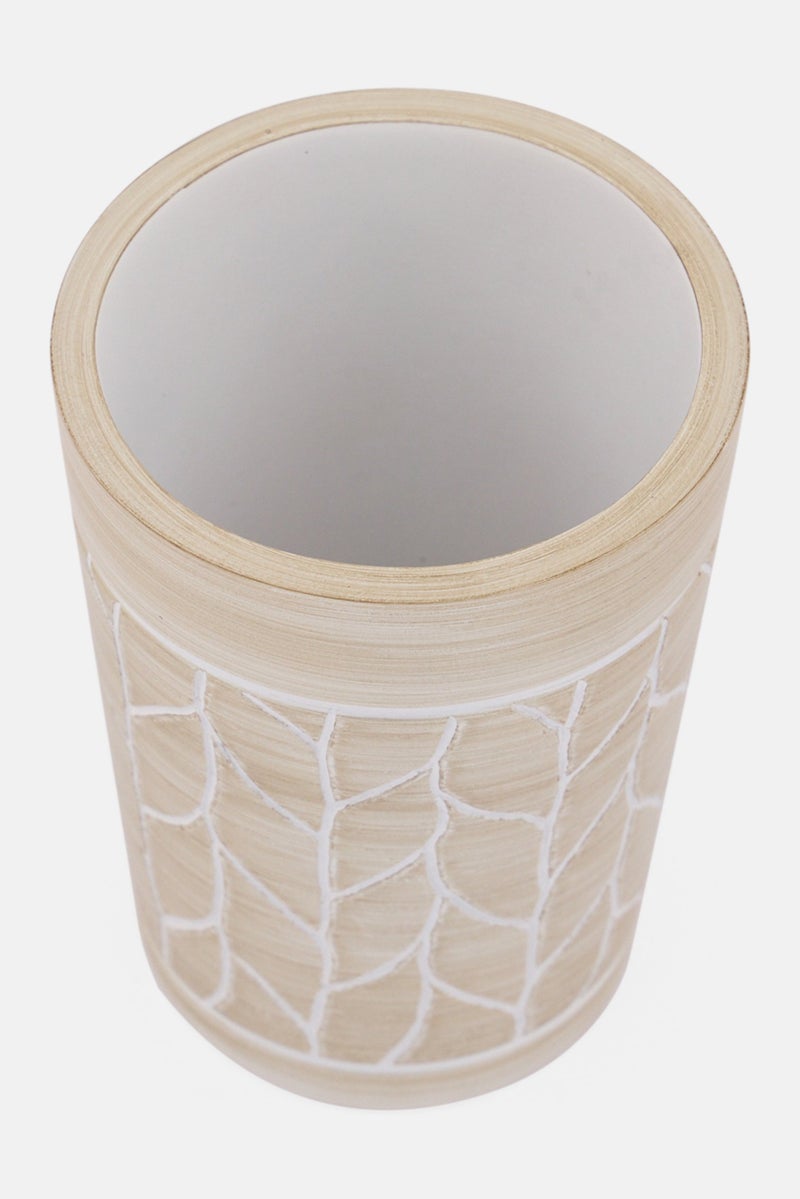AMG Ceramic Textured Tooth Brush Tumbler, Beige - Image 3
